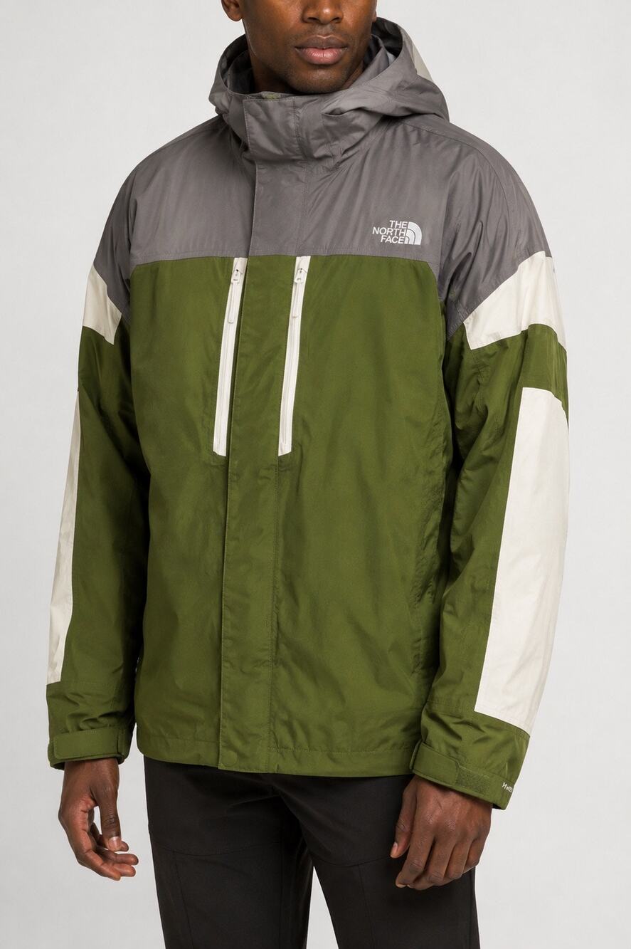 The North Face HyVent 3-in-1 Jacket Zip-Out Puffer Liner Olive Green Gray Large
